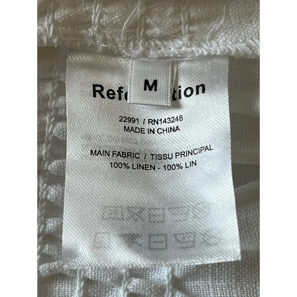 +Reformation Oak Grove white linen top size  M square neck